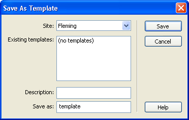 Template Dialogue Box